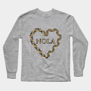 NOLA Heart Wreath - Black & Gold Long Sleeve T-Shirt